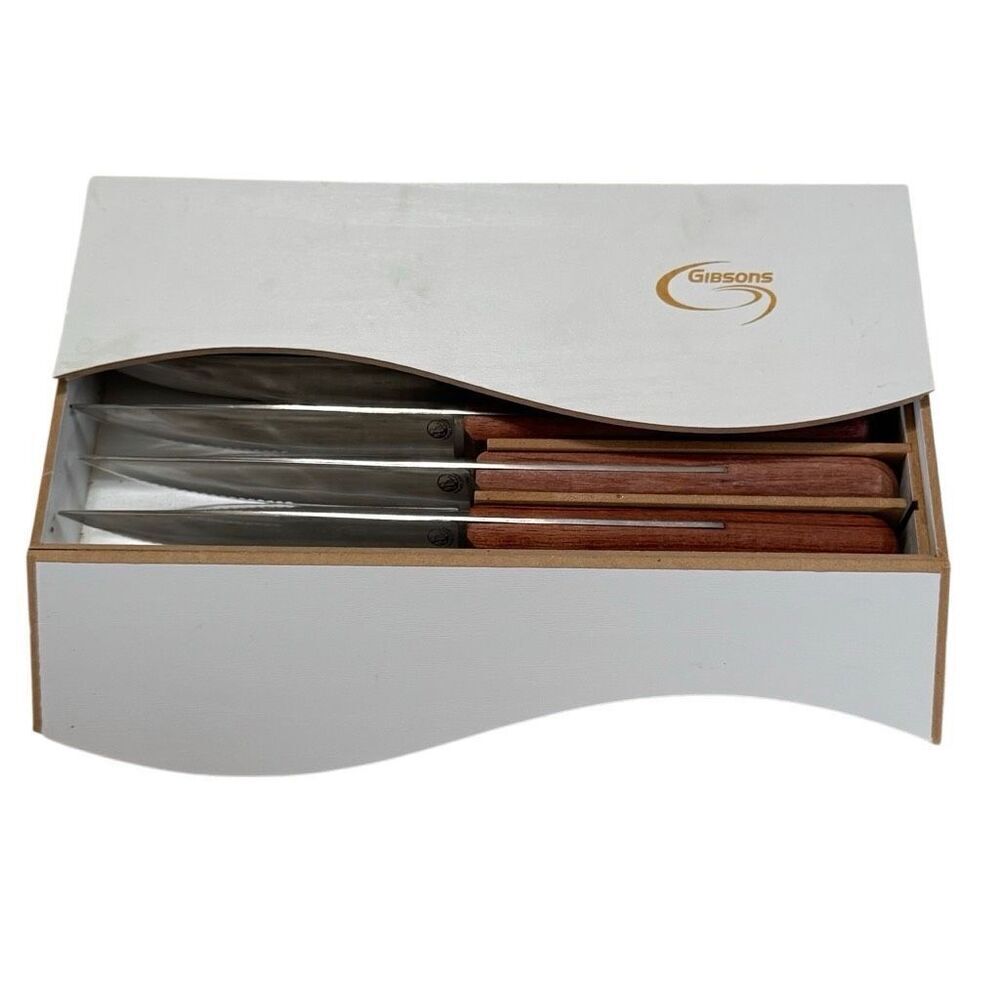 GIBSONS SET OF 6 STAINLESS STEEL STEAK KNIVES 10" WITH 5" BLADE BY Niagara Cu.